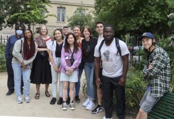 Prof. Doherty and her study abroad group in Paris